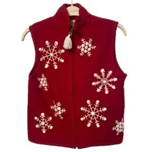 Holiday Boiled Wool Sweater Vest Size M by Lisa International